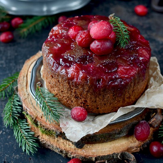 Upside Down Cranberry Gingerbread Cake