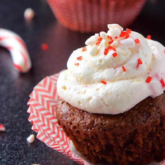 Candy Cane Frosted Cupcakes