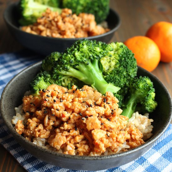 Orange Ground Chicken Rice Bowls