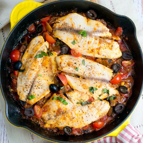 One Skillet Tilapia Caponata