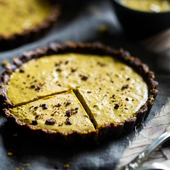 Vegan Chocolate Pistachio Tarts