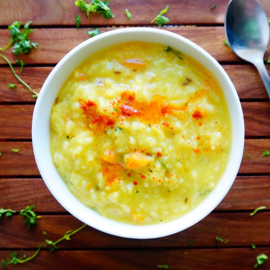 Yellow mung lentil khichdi