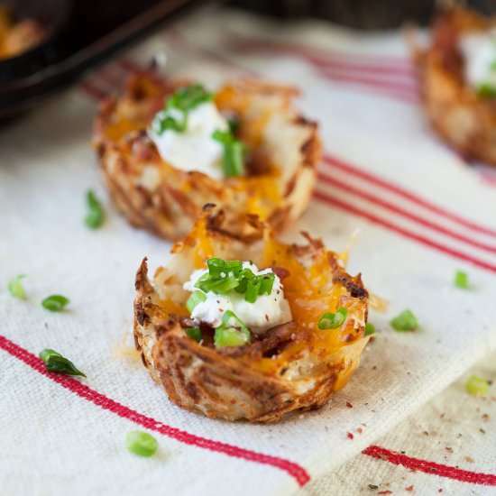 loaded hash brown potato skins