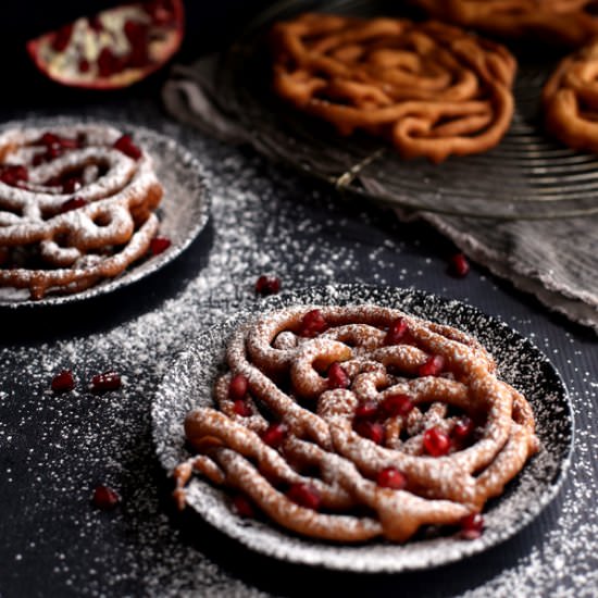 Mini Eggnog Funnel Cakes