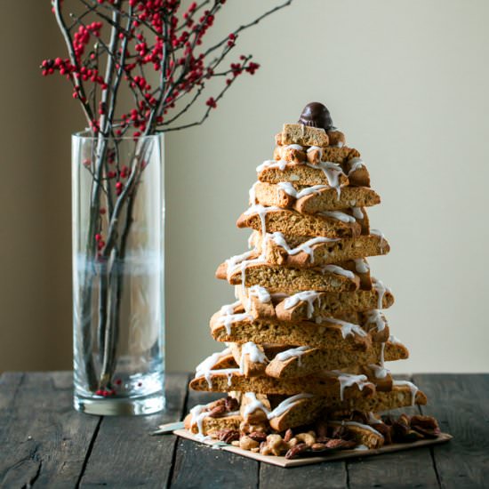 Almond Biscotti Christmas Tree