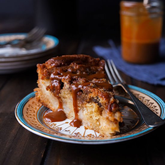 Apple Cider Cake with Caramel Sauce