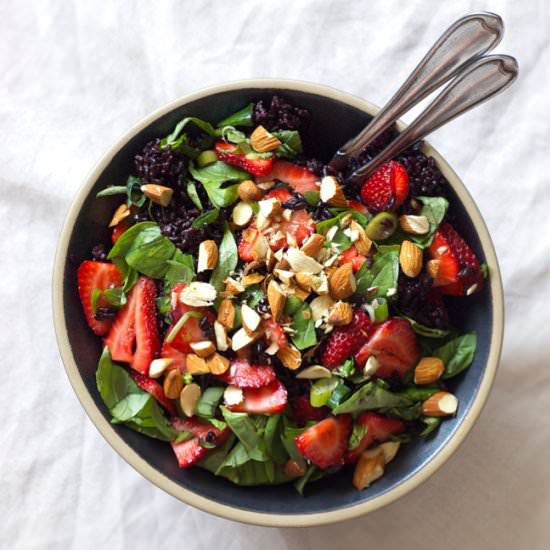 Strawberry & Basil Black Rice Salad