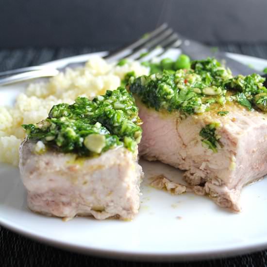 Cilantro Pesto Pork Chops