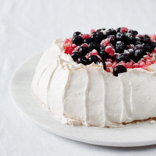 Pavlova with Pomegranate & Berries