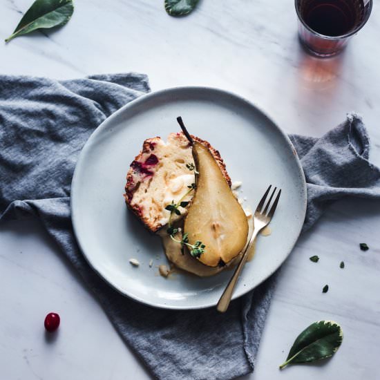 Cranberry Milk Loaf w/ Roasted Pear