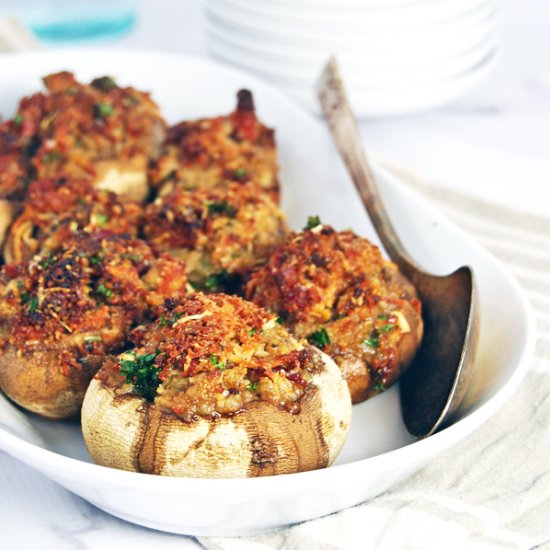 Cheesy Prosciutto Stuffed Mushrooms