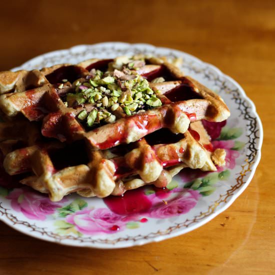 Potato Waffles with Pomegranate