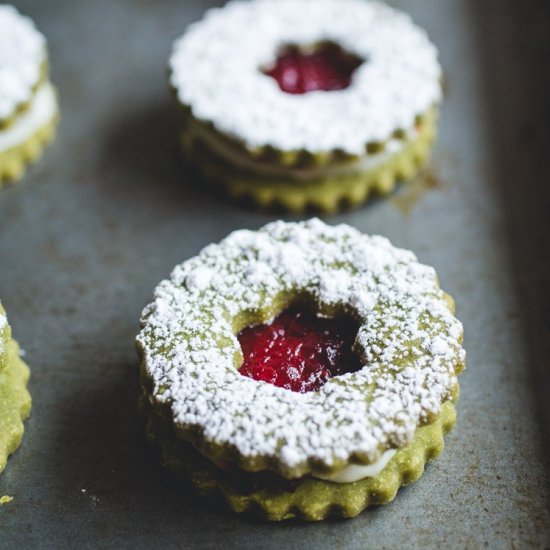 Cranberry Matcha Shortbread Cookies