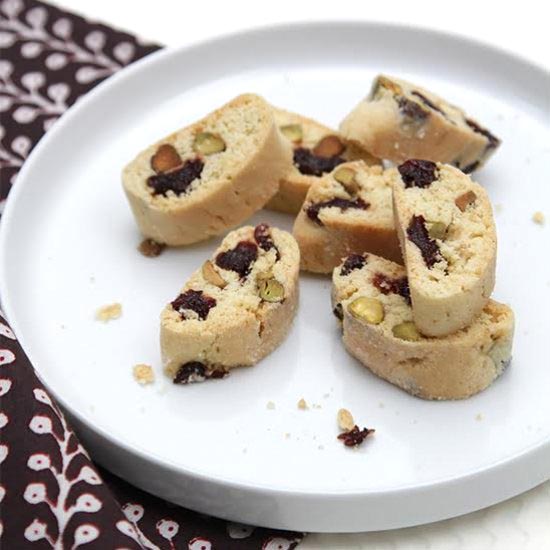 Pistachio Biscotti with Cherries