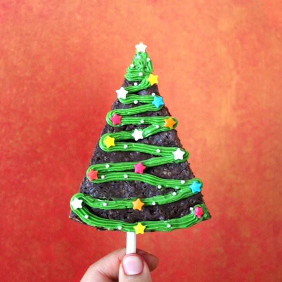 Christmas Tree Brownie Pops