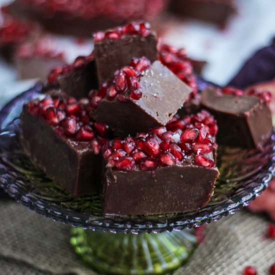 Salted Pomegranate Chocolate Fudge