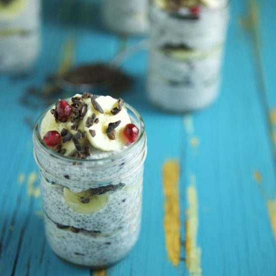 Coconut Chia Banana Pomegranate Parfait