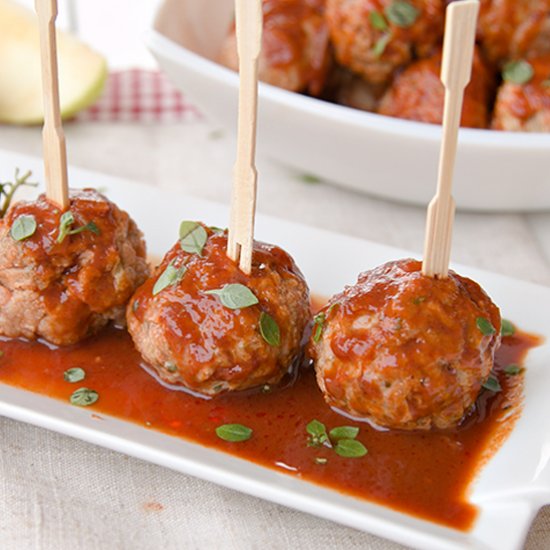 Turkey meat balls in BBQ sauce