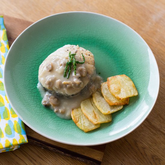 Hake Medallions with Cockles Sauce