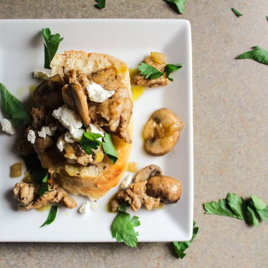 Sausage and Mushroom Crostini