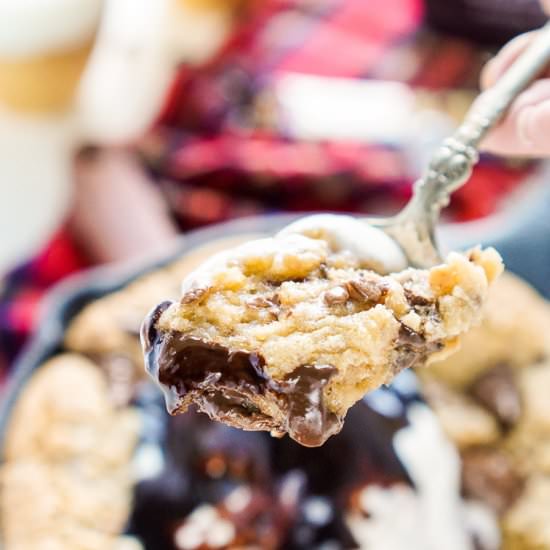 Chocolate Toffee Skillet Cookie