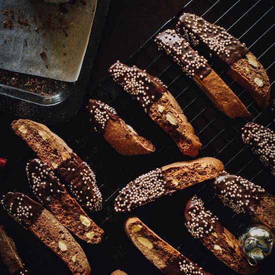 Chocolate Dipped Chocolate Biscotti