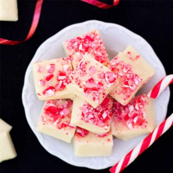 White Chocolate Candy Cane Fudge