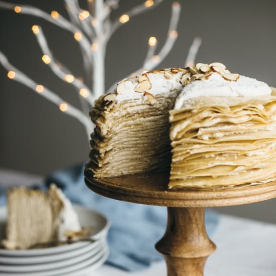 Coconut Amaretto Crepe Cake