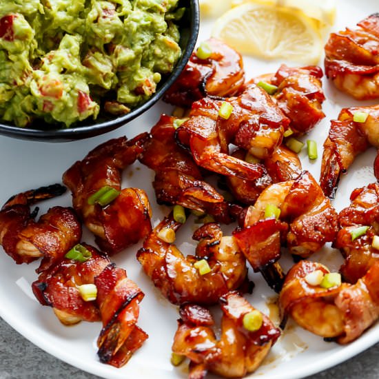 Bacon Wrapped Honey Garlic Shrimp