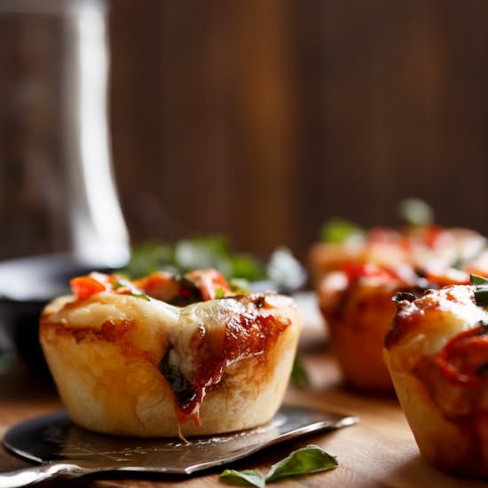 Mini Caprese Deep Dish Pizzas