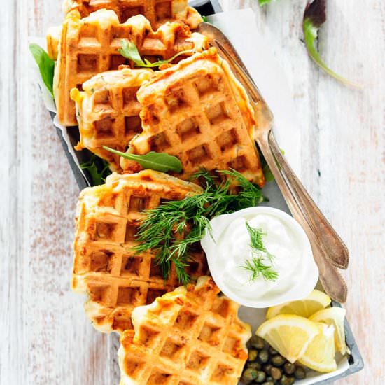 Smoked Salmon and Dill Waffles