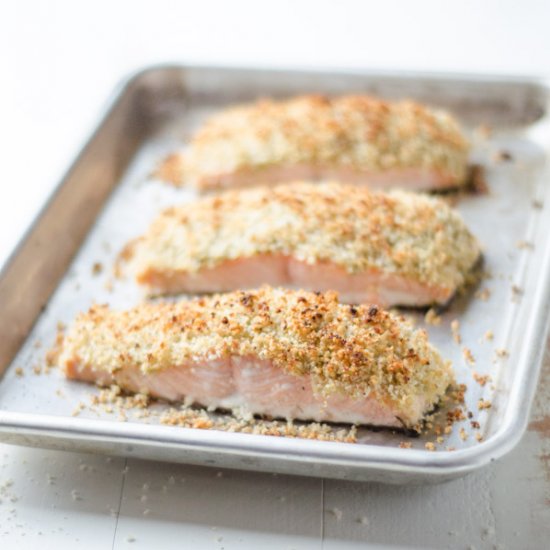 Pesto Panko Crusted Salmon