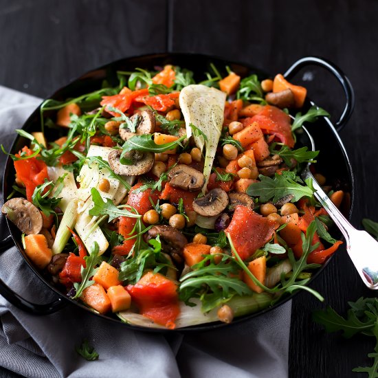 Wild Salmon, Papaya and Chickpea Salad