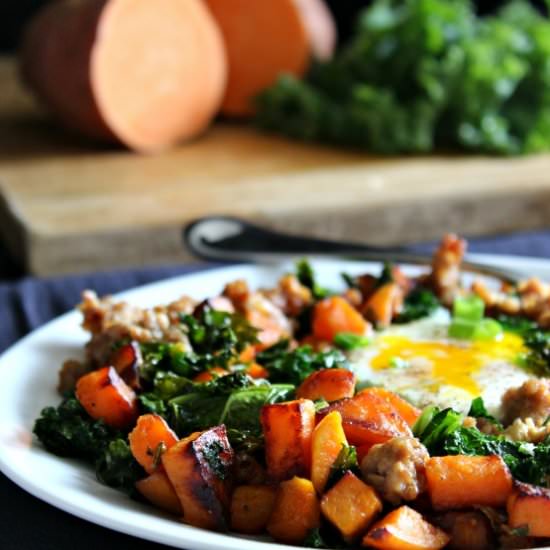 Sweet Potato Sausage Hash {Paleo}