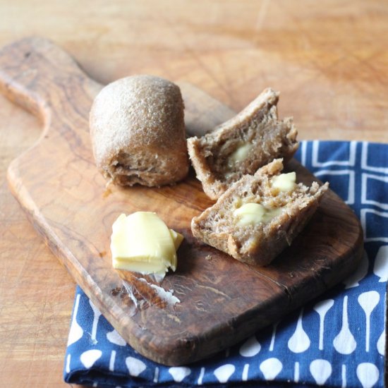 Whole Wheat Sourdough Dinner Rolls