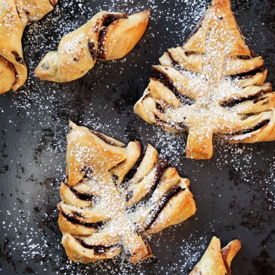 Brioche Nutella Weihnachtsbäumchen