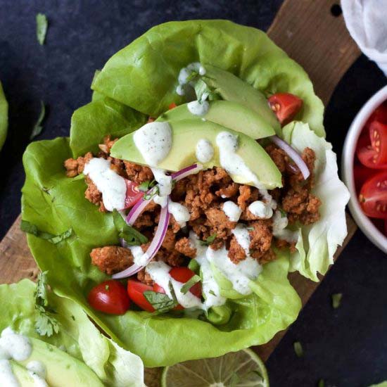 Ground Turkey Tacos in Lettuce Wrap