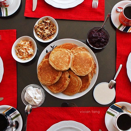 Eggnog Whole Grain Protein Pancakes