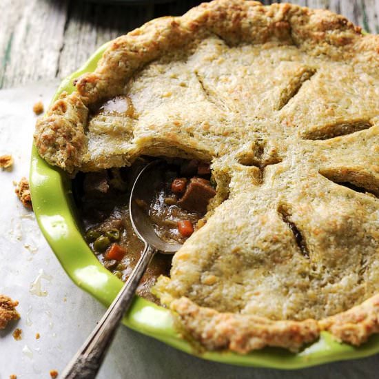 Beef Pot Pie with Cheddar Crust