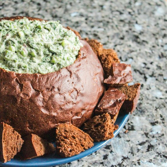 Spinach Dip in a Bread Bowl