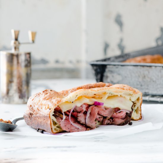 Roast Beef Stuffed Popover Bread