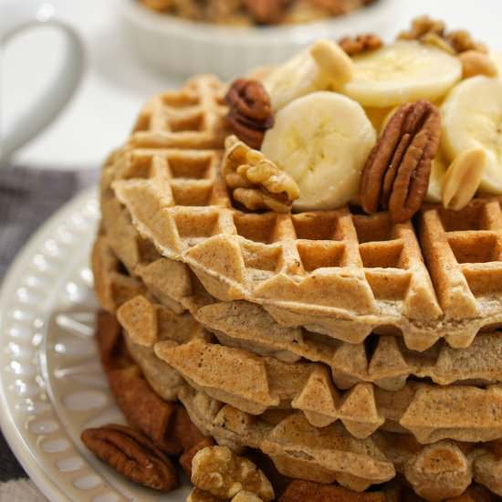 Healthy Banana Nut Waffles