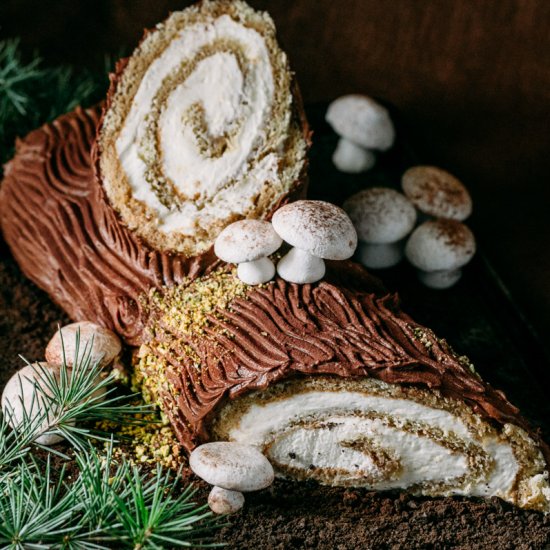 Tiramisu Yule Log Christmas Cake