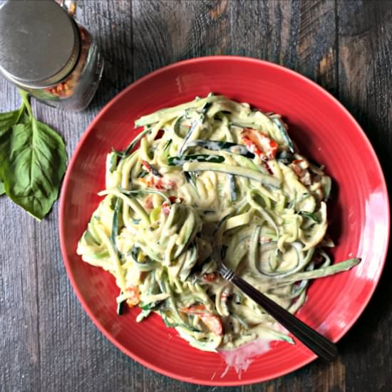 Easy Cream Tomato & Basil Zoodles