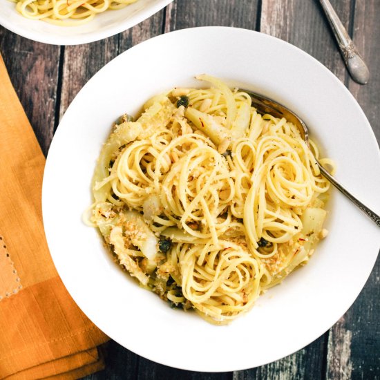 Saffron Fennel Pasta w/ Capers