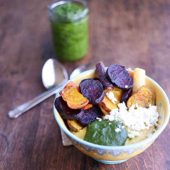 Polenta with Pesto & Root Vegetable