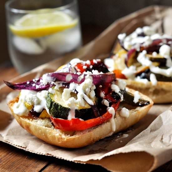 Grilled Open-faced Veggie Sandwich