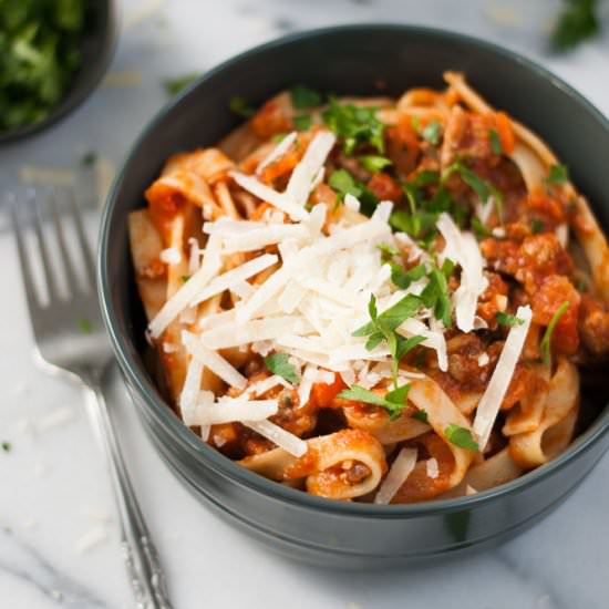 Fettuccine Turkey Bolognese