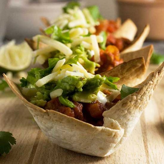 Turkey Chili Mini Taco Bowls