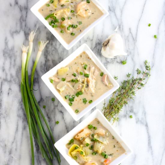 Shrimp (or Chicken) Artichoke Soup